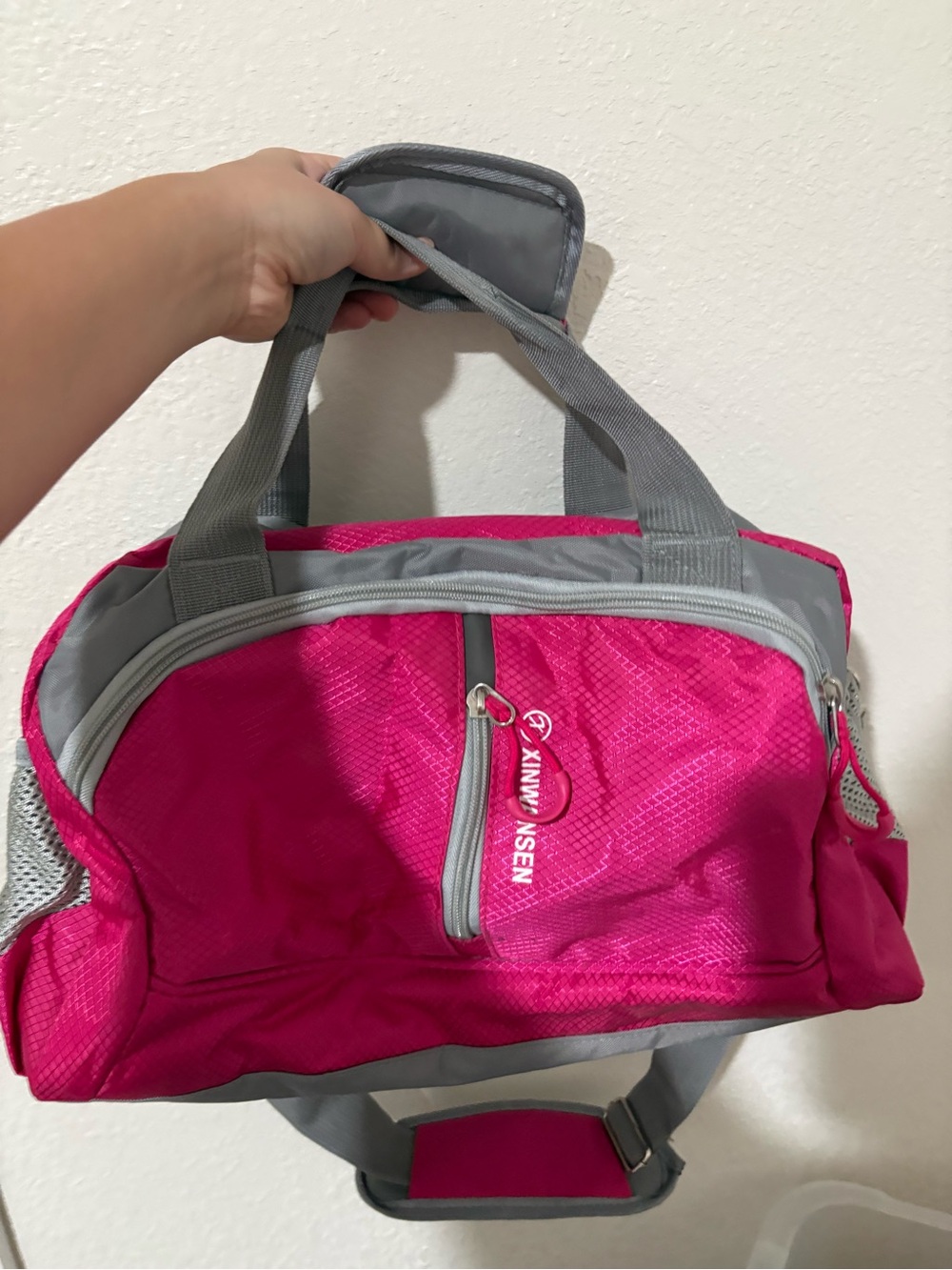 Jensen Hot Pink and Gray mini Travel Duffel